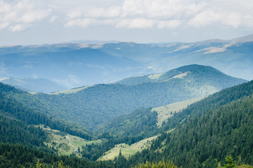 Fototapeta na wymiar View of the Carpathian Mountains from different peaks