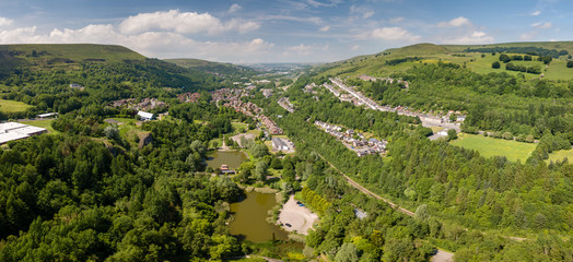 Aerial view of the Ebbw valley in South Wales, UK