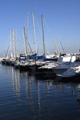 Fototapeta premium The Marina and Port of Fuengirola on the Costa Del Sol Spain is a resort with a long beach, shops and all the facilities for holiday fun. 