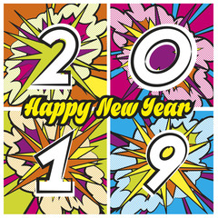Bonne Année 2019 carte popart 5B