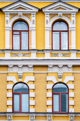 Decaying facade of building