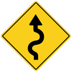 winding road sign on white background. flat style. winding road symbol.