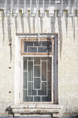 Decaying facade of building
