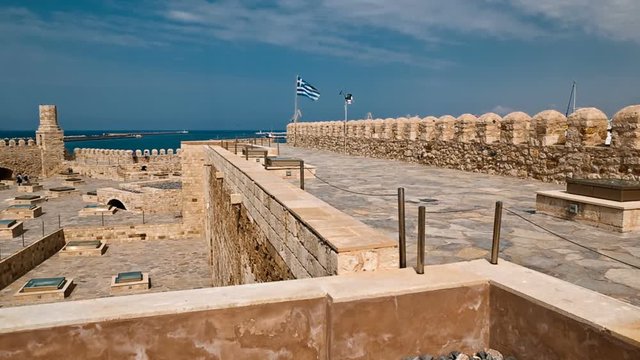 Panoramic view of the famous Venetian Koules Fortress in Heraklion, Crete, Greece
