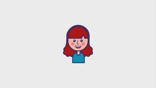 portrait girl cartoon smiling character animation hd