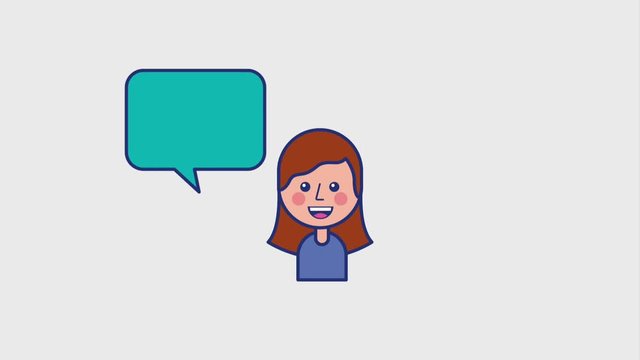 portrait girl cartoon smiling speech bubble animation hd
