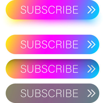 Colorful subscribe web buttons isolated on white.