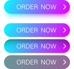 Colorful order now web buttons isolated on white.