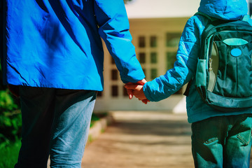 father and son go to school, education