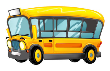 funny looking cartoon yellow bus - illustration for children
