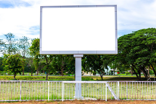 Digital Blank Scoreboard At Football Stadium With Running Track In Sport Stadium In Outdoor ,Advertising Billboard LED, Empty White Digital.