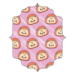 arabic frame with cute lion pattern over white background, vector illustration