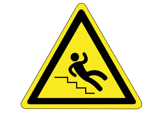 Schild ausrutschen auf Treppe