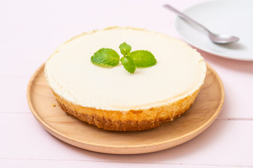Homemade cheesecake  with mint