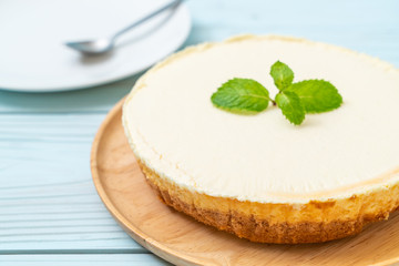 Homemade cheesecake  with mint