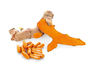 Fototapeta premium Turmeric isolated on white background.