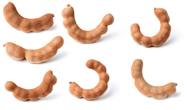 collection of tamarind fruit isolated on white