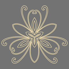 Floral vector pattern with arabesques. Abstract oriental ornament. Vintage classic floral golden pattern
