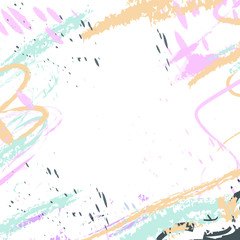Modern background with pale blue, orange and pink pastel  brushes, spots. White space for youe text