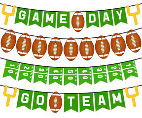 American football bunting flags party decoration © C Design Studio