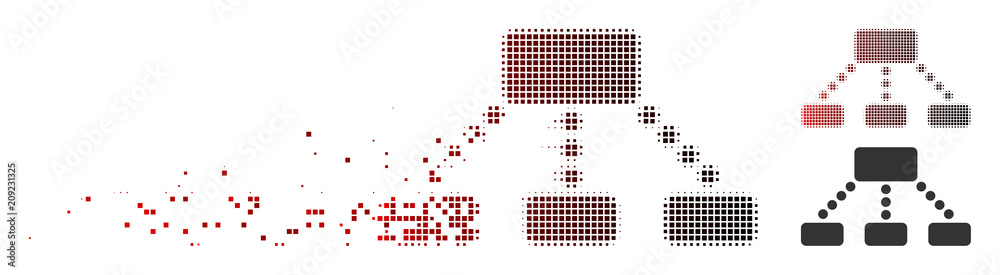 Fototapete vector hierarchy icon in fractured, pixelated halftone and undamaged solid versions. disappearing ef