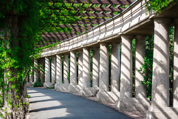 Pergola, decorative colonnade in the shape of half-ellipse in Wroclaw, Poland