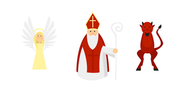 Isolated Characters According to the European Tradition: Saint Nicholas with Angel and Devil..