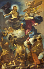 REGGIO EMILIA, ITALY - APRIL 12, 2018: The painting of Apotheosis of the Franciscan (Francis,...