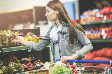 Shopping at supermarket, shopping concept