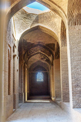 Corridor on Jameh mosque in Isfahan. Iran