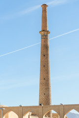 Minaret of Ali Mosque from Imam Ali Square in Isfahan. Iran