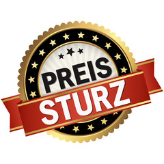 button with red banner Preissturz