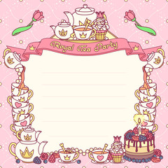 vector Royal tea party invitation template concept