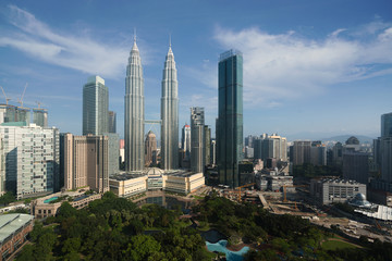 Naklejka na ściany i meble Kuala Lumpur city skyline and skyscrapers building at business district downtown in Kuala Lumpur, Malaysia. Asia..