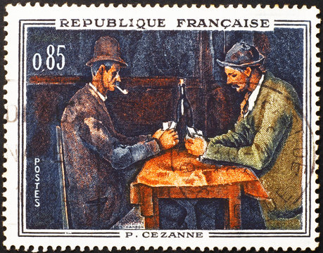 Painting by Cezanne on french postage stamp