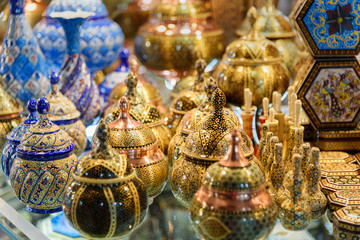 Traditional souvenirs on Grand Bazaar in Isfahan. Iran