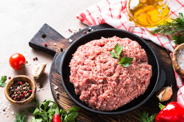 Minced meat and ingredients.