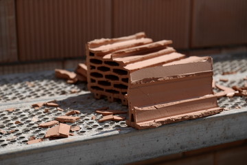 Broken red brick