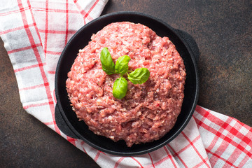 Minced meat top view.