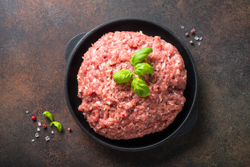 Minced meat top view.