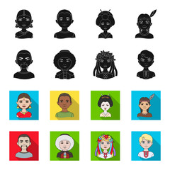 Chinese, ukrainian, russian, eskimo. Human race set collection icons in black,flet style vector symbol stock illustration web. © pandavector