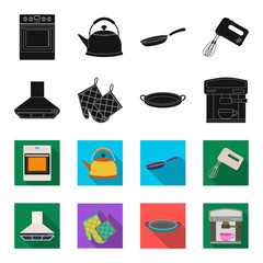 Kitchen equipment black,flet icons in set collection for design. Kitchen and accessories vector symbol stock web illustration. © pandavector