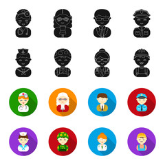 Sailor, soldier, scientist, builder.Profession set collection icons in black,flet style vector symbol stock illustration web. © pandavector