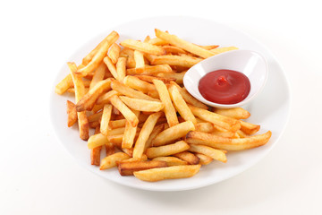 french fries and ketchup