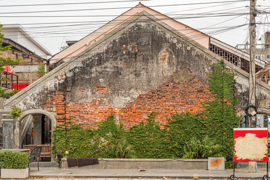 French colonial Building in Savennakhet , Laos.