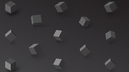 Fototapeta na wymiar Black textured background with geometric 3d cubes pattern.