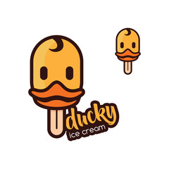 Duck Ice Cream Cute Logo Cartoon Mascot