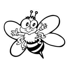 Bee cartoon illustration isolated on white background for children color book