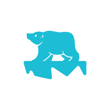 Polar Bear Standing on Ice Logo Mascot