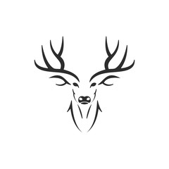 Simple Silhouette of Stag Deer Antlers Head